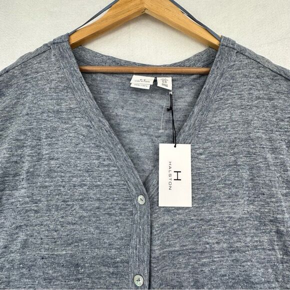 -Halston 100% Linen Buttondown Women Shirt NWT XL - Picture 3 of 5